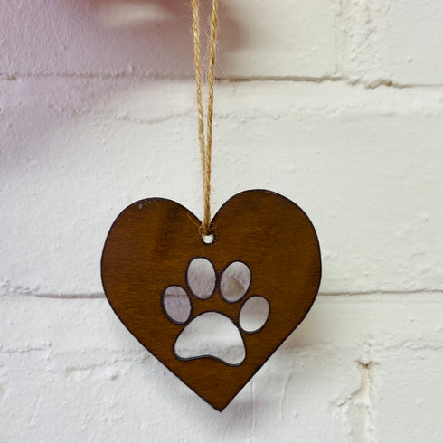 Mini Paw Print Heart - Decorations for Life - Solid Steel